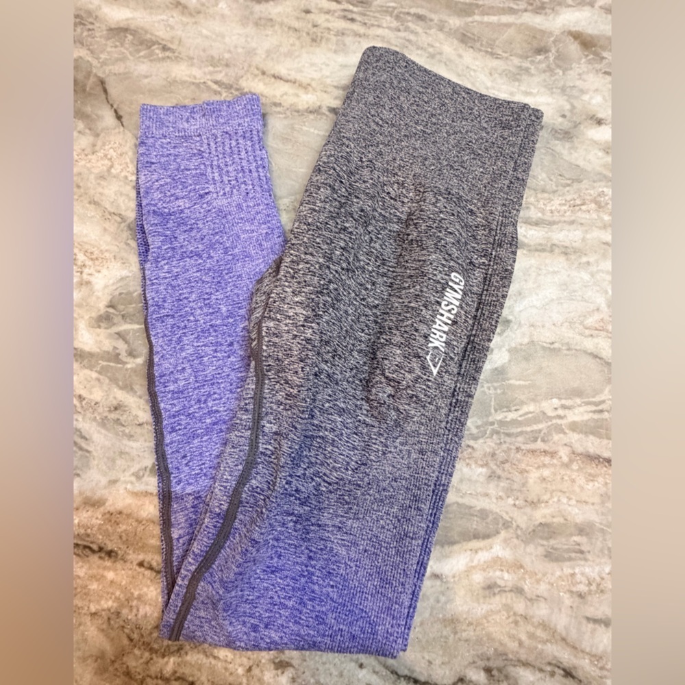 Gymshark Ombre Seamless Leggings Small Purple Gray 7/8 High Rise
